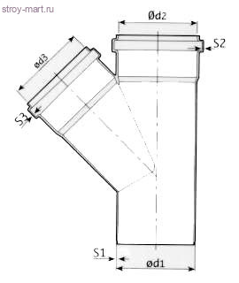 Тройник НПВХ коричневый Дн 110х110х87° б/нап в комплекте - 027-1714 Тройник НПВХ коричневый Дн 110х110х87° б/нап в комплекте - 027-1714