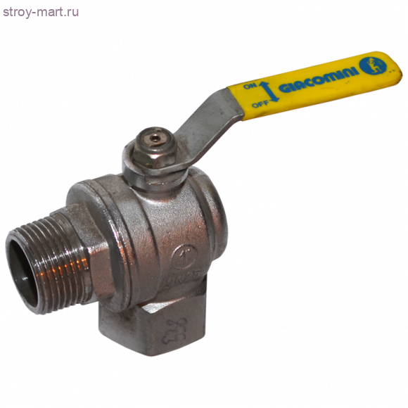 Кран шаровой латунь угловой газ R781L хром Ду 15 ВР/НР полный проход рычаг Giacomini R781LX003 Кран шаровой латунь угловой газ R781L хром Ду 15 ВР/НР полный проход рычаг Giacomini R781LX003