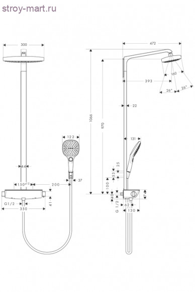 Raindance Select E 300 2jet Showerpipe, ?’ Raindance Select 27128400 Raindance Select E 300 2jet Showerpipe, ?’ Raindance Select 27128400