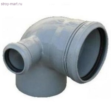 Отвод PP-H серый с выходом Дн 110х50х87 б/нап левый в/к - 027-9218