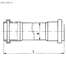 Муфта НПВХ серый 2-х растр Дн 110 б/нап L=0,24м в комплекте ТУ 6-49-33-92 - 027-1636