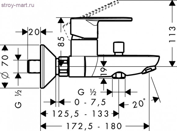Смеситель для ванны, однорычажный, ?’ Talis E? 31642000 Смеситель для ванны, однорычажный, ?’ Talis E? 31642000