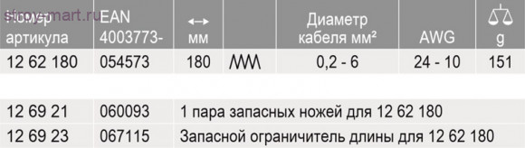 Автоматический Инструмент Для Удаления Изоляции 12 62 180 - KN-1262180 Автоматический Инструмент Для Удаления Изоляции 12 62 180 - KN-1262180