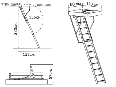 Складная чердачная лестница Termo 70x120 Складная чердачная лестница Termo 70x120