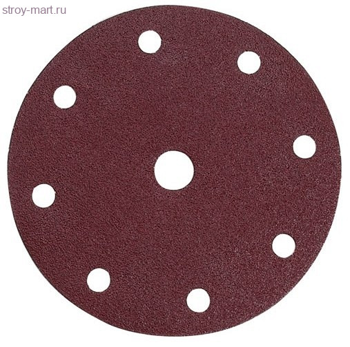 Шлифкруг,липучка, 9отв,ф150мм,К80,10шт,д\дерева,металла - P-31930