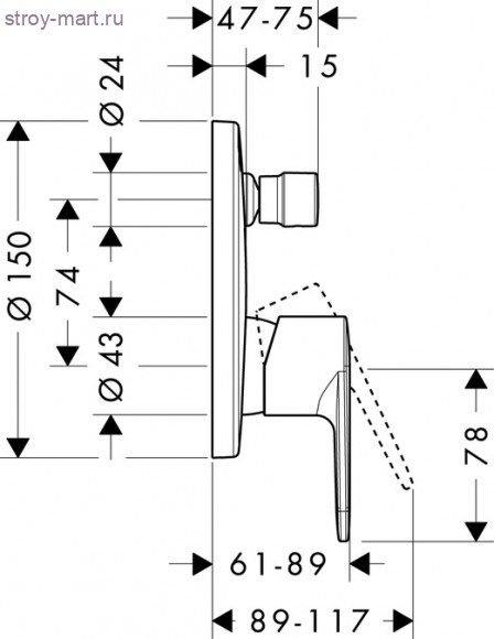 Смеситель для ванны, однорычажный, СМ Talis E? 31645000 Смеситель для ванны, однорычажный, СМ Talis E? 31645000