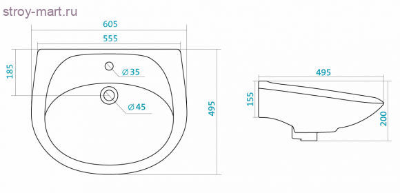Умывальник Бриз-60 белый с пьедесталом 1 отверстие 1.WH11.0.466 в комплекте 1.WH11.0.595 без сифона с креплением Santek - 4606034066553 Умывальник Бриз-60 белый с пьедесталом 1 отверстие 1.WH11.0.466 в комплекте 1.WH11.0.595 без сифона с креплением Santek - 4606034066553