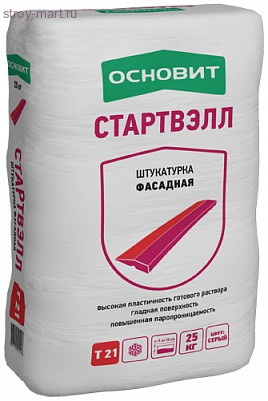 Штукатурка Фасадная Основит Стартвэлл Т - 21 (машинного и ручного нанесения) 25 кг (60 шт/под) - С-000064337