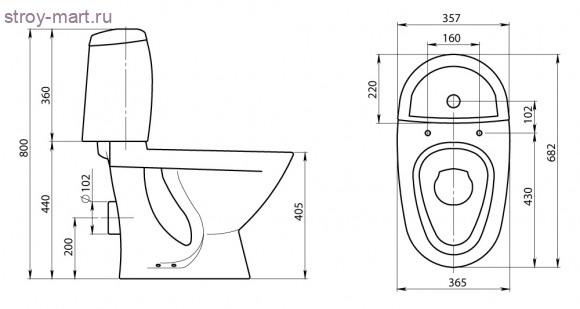 Унитаз-компакт Лилия белый воронкообразный горизонт/выпуск в комплекте Santeri - 4606034154182