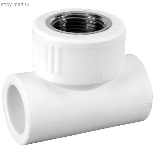 Тройник PP-R комбинированн белый Дн 20х3/4 ВР РосТурПласт - 4606034171233 Тройник PP-R комбинированн белый Дн 20х3/4 ВР РосТурПласт - 4606034171233