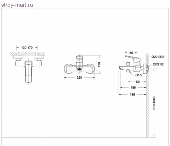 Смеситель для ванны короткий излив - F6121179CP-01 Смеситель для ванны короткий излив - F6121179CP-01