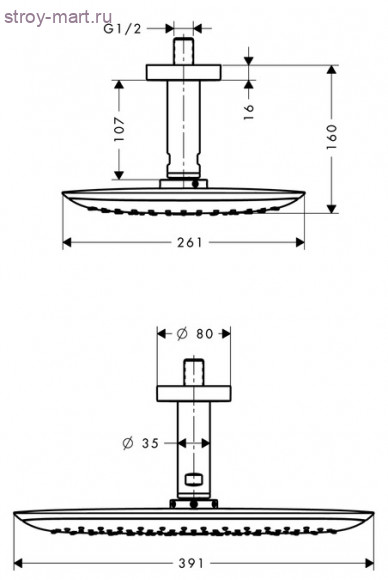 Верхний душ PuraVida ? 400 мм, потолочное подсоединение 100 мм, ?’ PuraVida 27390400 Верхний душ PuraVida ? 400 мм, потолочное подсоединение 100 мм, ?’ PuraVida 27390400