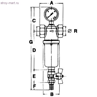 Фильтр сетчатый никель T с манометром и краном Ду 15 Ру16 ВР/ВР STC 3004 - 4606034144404 Фильтр сетчатый никель T с манометром и краном Ду 15 Ру16 ВР/ВР STC 3004 - 4606034144404