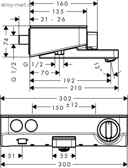 Термостат для ванны ShowerTablet Select 300 ВМ, ?’ ShowerTablet Select 13151000