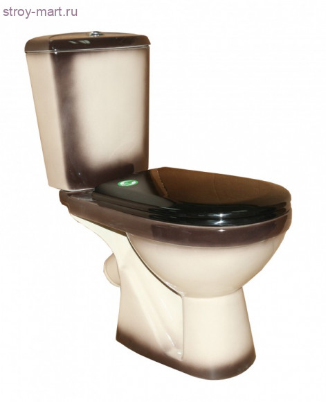 Унитаз-компакт Комфорт Плюс черный декор косой выпуск в комплекте Кировская Керамика - 4606034157145 Унитаз-компакт Комфорт Плюс черный декор косой выпуск в комплекте Кировская Керамика - 4606034157145