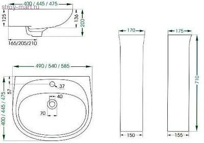Умывальник Анимо-50 белый с пьедесталом 1 отверстие 1.WH11.0.496 в комплекте 1.WH11.0.587 б/сифона Santek - 023-1008 Умывальник Анимо-50 белый с пьедесталом 1 отверстие 1.WH11.0.496 в комплекте 1.WH11.0.587 б/сифона Santek - 023-1008