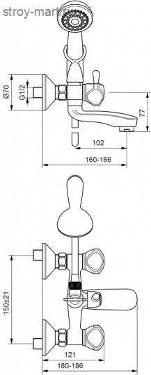 Смеситель двуручный для ванны Дельта хром к/затвор лит поворот короткий излив L=102мм Vidima ВА148АА Смеситель двуручный для ванны Дельта хром к/затвор лит поворот короткий излив L=102мм Vidima ВА148АА
