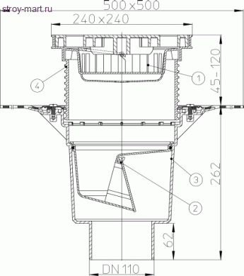 Трап дворовый вертикальный Дн 110 макс нагрузка 1.5 тонн HL 616HL/1 Трап дворовый вертикальный Дн 110 макс нагрузка 1.5 тонн HL 616HL/1