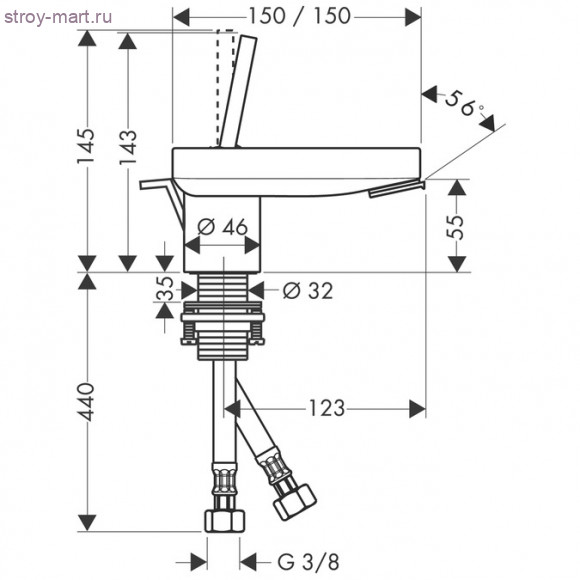 Cмеситель для биде, однорычажный Axor Starck X 10205000 Cмеситель для биде, однорычажный Axor Starck X 10205000