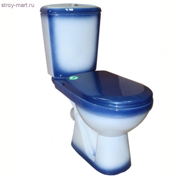 Унитаз-компакт Комфорт Плюс синий декор косой выпуск в комплекте Кировская Керамика - 4606034157121 Унитаз-компакт Комфорт Плюс синий декор косой выпуск в комплекте Кировская Керамика - 4606034157121