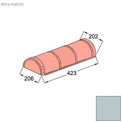 Конек полукруглый начальный НIP Decra Classic/Roman L=423 мм Серебро - С-000113270 Конек полукруглый начальный НIP Decra Classic/Roman L=423 мм Серебро - С-000113270
