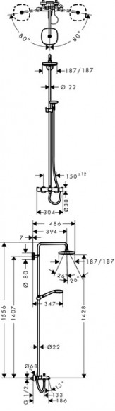 Croma Select E 180 2jet Showerpipe для ванны Croma Select E 27352400 Croma Select E 180 2jet Showerpipe для ванны Croma Select E 27352400