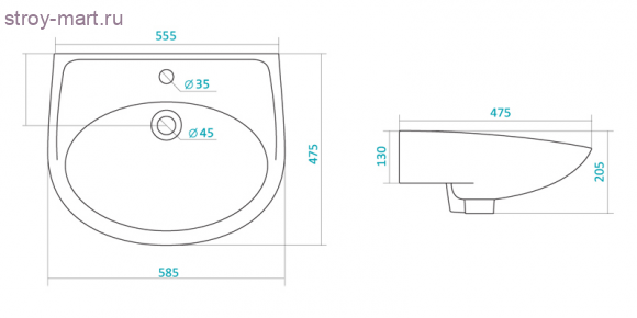 Умывальник Бореаль-60 белый с пьедесталом 1 отверстие 1.WH11.0.484 в комплекте 1.WH11.0.591 без сифона Santek - 4606034066560 Умывальник Бореаль-60 белый с пьедесталом 1 отверстие 1.WH11.0.484 в комплекте 1.WH11.0.591 без сифона Santek - 4606034066560