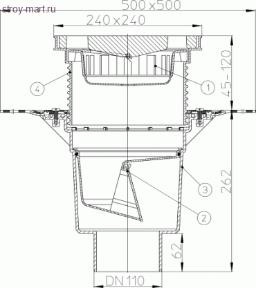 Трап дворовый вертикальный Дн 110 макс нагрузка 5-7 тонн HL 616H/1 Трап дворовый вертикальный Дн 110 макс нагрузка 5-7 тонн HL 616H/1