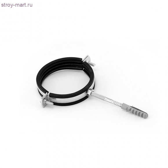 Хомут одинарный с гайкой для крепления металлических труб стальной в комплекте - 1 1/2' М8