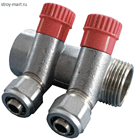 Коллектор латунь никель синий Ду 1хДн 16 с шаровыми кранами на 2 выхода для мп Faro STC 6475 - 4606034154663 Коллектор латунь никель синий Ду 1хДн 16 с шаровыми кранами на 2 выхода для мп Faro STC 6475 - 4606034154663