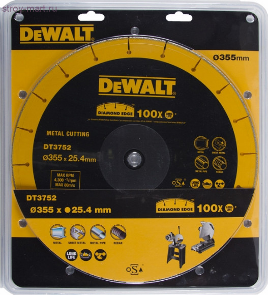 Диск алмазный сегментный,ф355х25.4х3.5мм,д\сух реза,д\мет(1штDT3752=100штDT3450) - DT 3752 Диск алмазный сегментный,ф355х25.4х3.5мм,д\сух реза,д\мет(1штDT3752=100штDT3450) - DT 3752