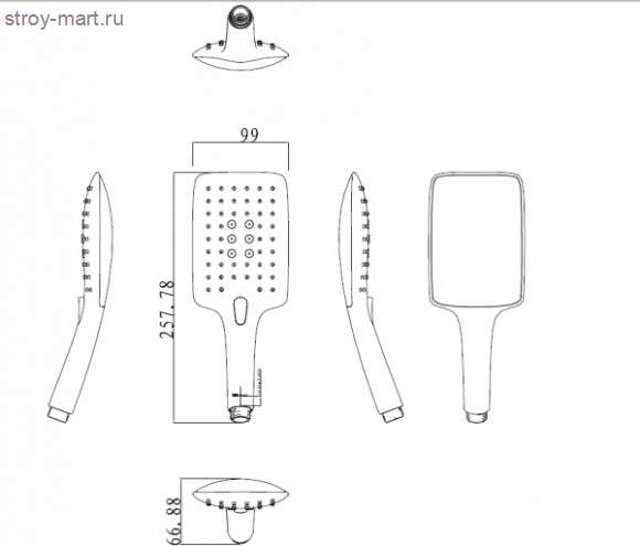 Душевая лейка с тремя режимами переключения - P70143CP