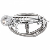 Смеситель двуручный для душа ЦС 293-4К Мет Крест хром к/затвор хром шланг, пласт лейка, кронштейн Подольск металл/маховик - 026-0947