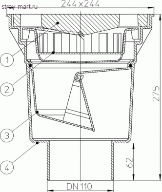 Трап дворовый вертикальный Дн 110 макс нагрузка 5-7 тонн HL 606/1 Трап дворовый вертикальный Дн 110 макс нагрузка 5-7 тонн HL 606/1