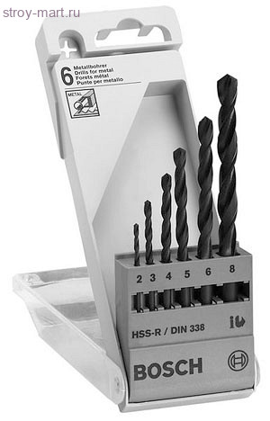 Набор 6шт,сверла HSS-R,ф2-8мм - 2.607.018.352