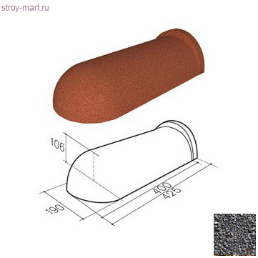 Торцевой конек 190 (пластик) Gerard (Chrcoal 111), L полезная=400мм - С-000115606 Торцевой конек 190 (пластик) Gerard (Chrcoal 111), L полезная=400мм - С-000115606