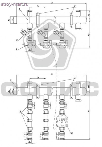 Модуль коллекторный этажного узла учета тепловой энергии с ручной балансировкой МКТ100-4000(5000) РБ СОТИС-Unit - МКТ100-4006-20/15 РБ (ТА) Модуль коллекторный этажного узла учета тепловой энергии с ручной балансировкой МКТ100-4000(5000) РБ СОТИС-Unit - МКТ100-4006-20/15 РБ (ТА)