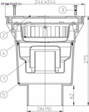 Трап дворовый вертикальный Дн 110 макc нагрузка1.5 тонн HL 606SW/1 Трап дворовый вертикальный Дн 110 макc нагрузка1.5 тонн HL 606SW/1