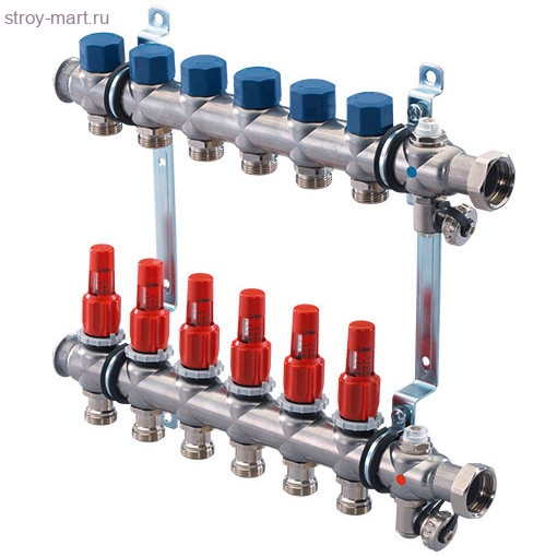 Коллектор сталь нерж Ду 1х3/4 НР с расходомерами на 9 выходов Vario S Uponor 1013058 Коллектор сталь нерж Ду 1х3/4 НР с расходомерами на 9 выходов Vario S Uponor 1013058