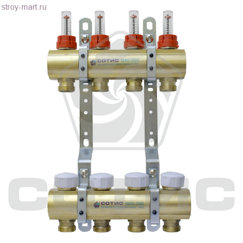 Коллекторные группы латунные с расходомерами и термостатическими клапанами серии СОТИС КГ06-50-2500 - КГ06-50-2502-20НР Коллекторные группы латунные с расходомерами и термостатическими клапанами серии СОТИС КГ06-50-2500 - КГ06-50-2502-20НР