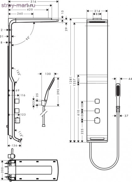 Душевая панель Raindance Lift, СМ, Raindance 27008400 Душевая панель Raindance Lift, СМ, Raindance 27008400