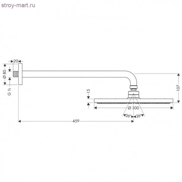 Верхний душ Raindance S 300 Air 1jet, держатель 450 мм, ?’ Raindance 27492000 Верхний душ Raindance S 300 Air 1jet, держатель 450 мм, ?’ Raindance 27492000