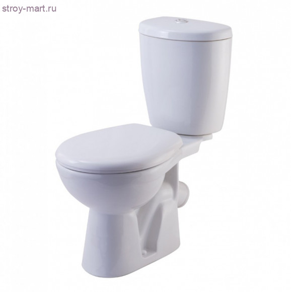 Унитаз-компакт Евро белый кнопка косой выпуск в комплекте Кировская Керамика - 4606034069288