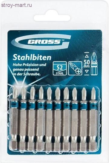 Набор бит РZ3х50, сталь S2, 10 шт., Gross 11346 - С-000098801