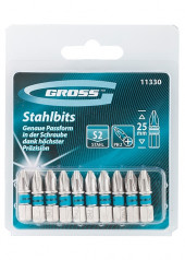 Набор бит «Gross» PH2х25, сталь S2, 10шт / 11330 - С-000131837 Набор бит «Gross» PH2х25, сталь S2, 10шт / 11330 - С-000131837