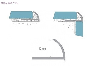 Профиль для плитки CEZAR внешний 12мм серебро Профиль для плитки CEZAR внешний 12мм серебро