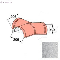 Y-образный элемент полукруглого конька начальный Decra Classic/Roman Серебро - С-000113271 Y-образный элемент полукруглого конька начальный Decra Classic/Roman Серебро - С-000113271