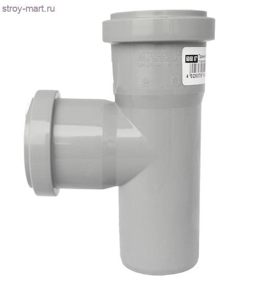 Тройник PP-H сер б/н Дн50х40х45 в/к - 027-9497
