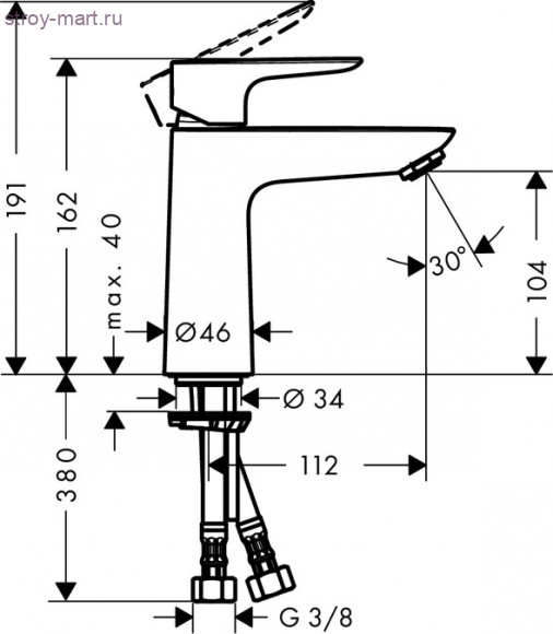 Смеситель для раковины 110, однорычажный, без сливного гарнитура Talis E 71712000 Смеситель для раковины 110, однорычажный, без сливного гарнитура Talis E 71712000