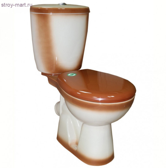Унитаз-компакт Евро коричневый декор косой выпуск в комплекте Кировская Керамика - 4606034157220
